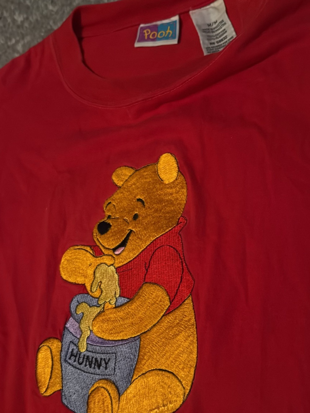 Vintage 90’s Winnie the Pooh Red Embroidered Tee Women’s Medium EUC - Picture 2 of 2